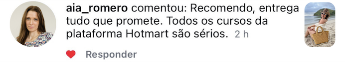 Comentário de aluna