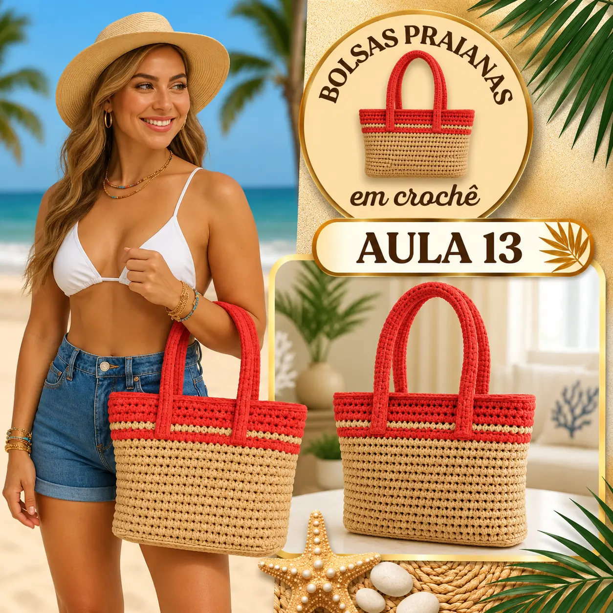 Aula 13 — bolsa praiana em crochê