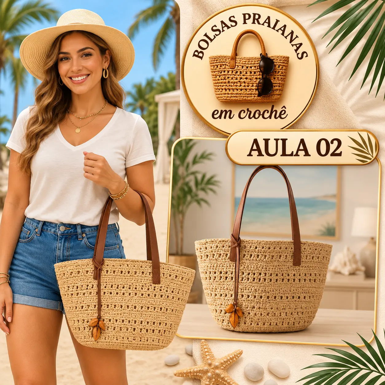 Aula 2 — bolsa praiana em crochê