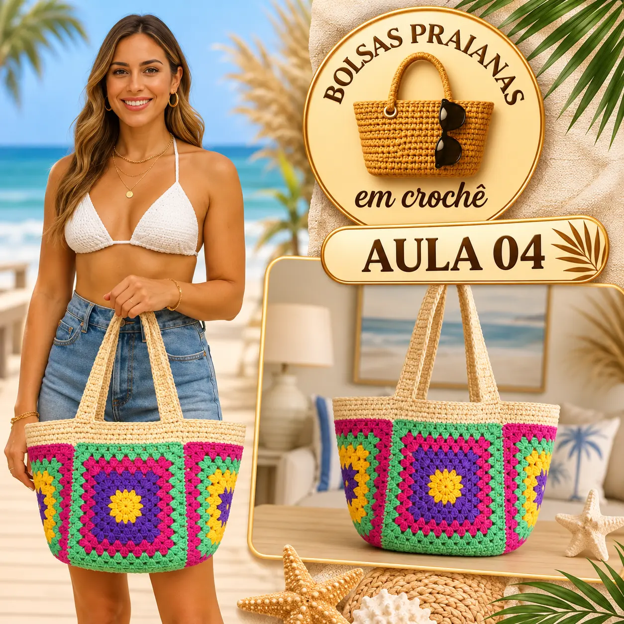 Aula 4 — bolsa praiana em crochê