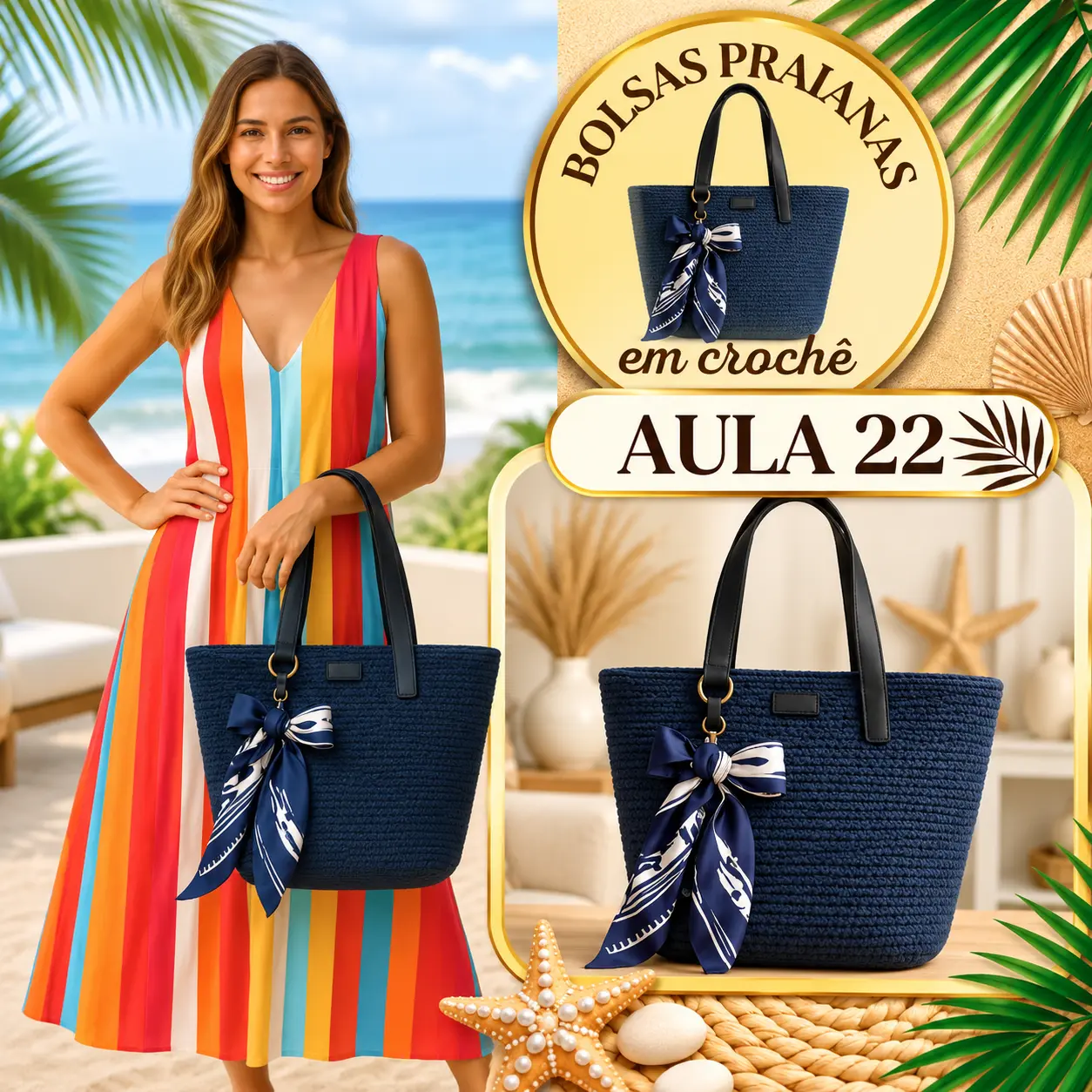 Aula 22 — bolsa praiana em crochê
