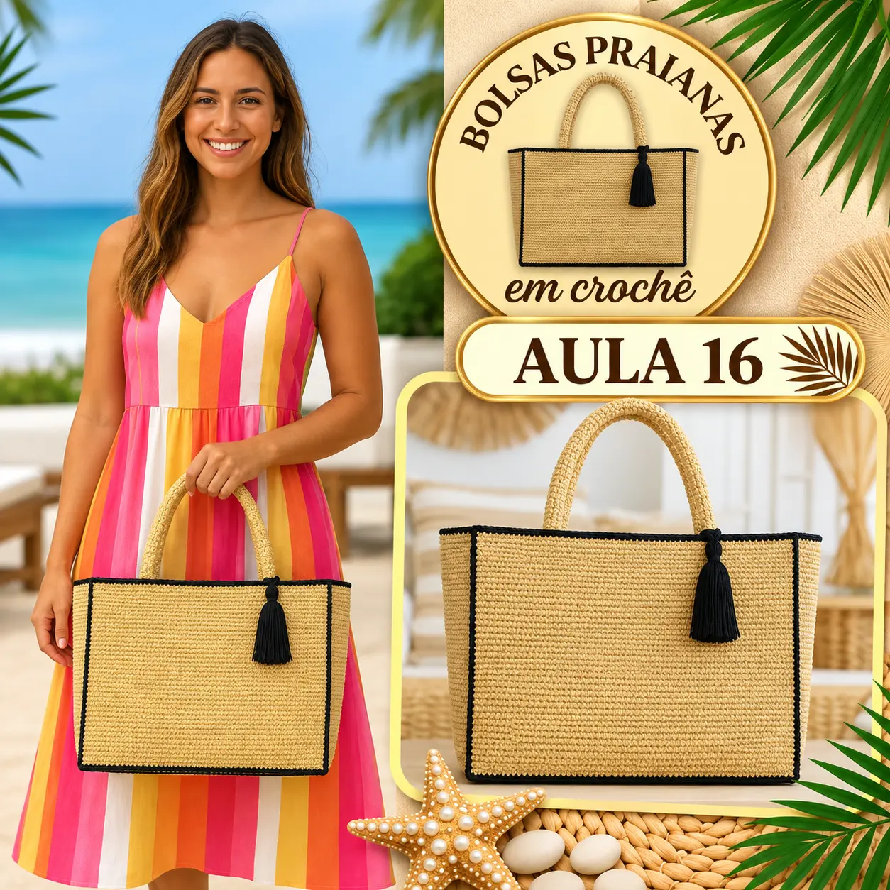 Aula 16 — bolsa praiana em crochê