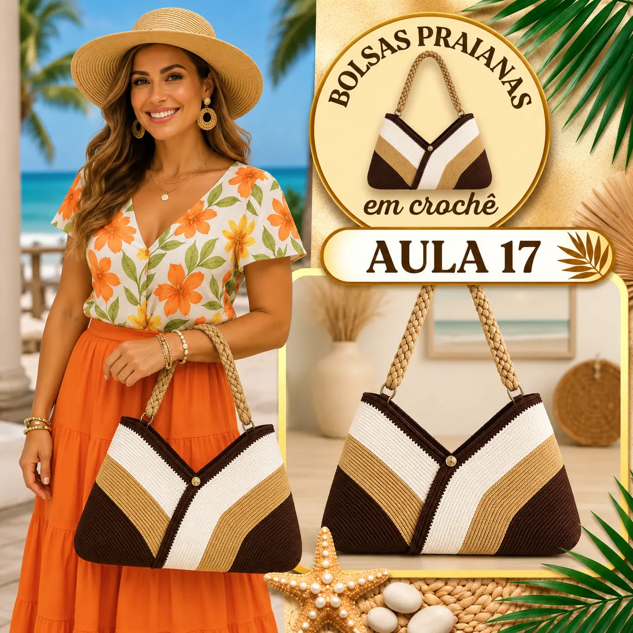 Aula 17 — bolsa praiana em crochê