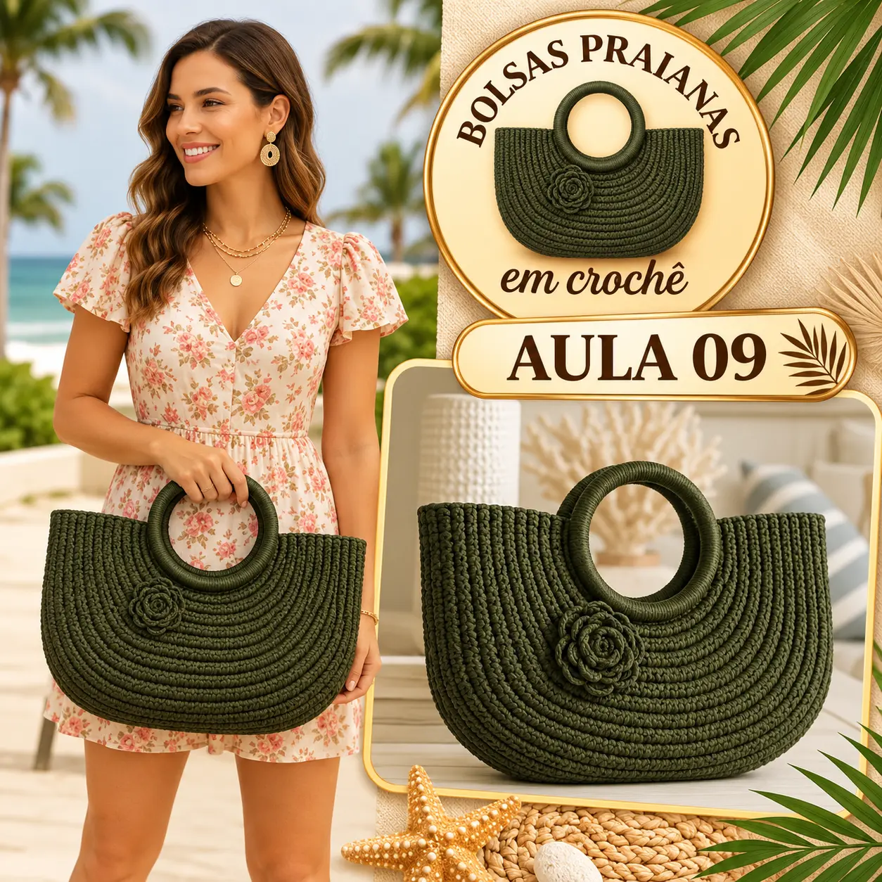 Aula 9 — bolsa praiana em crochê