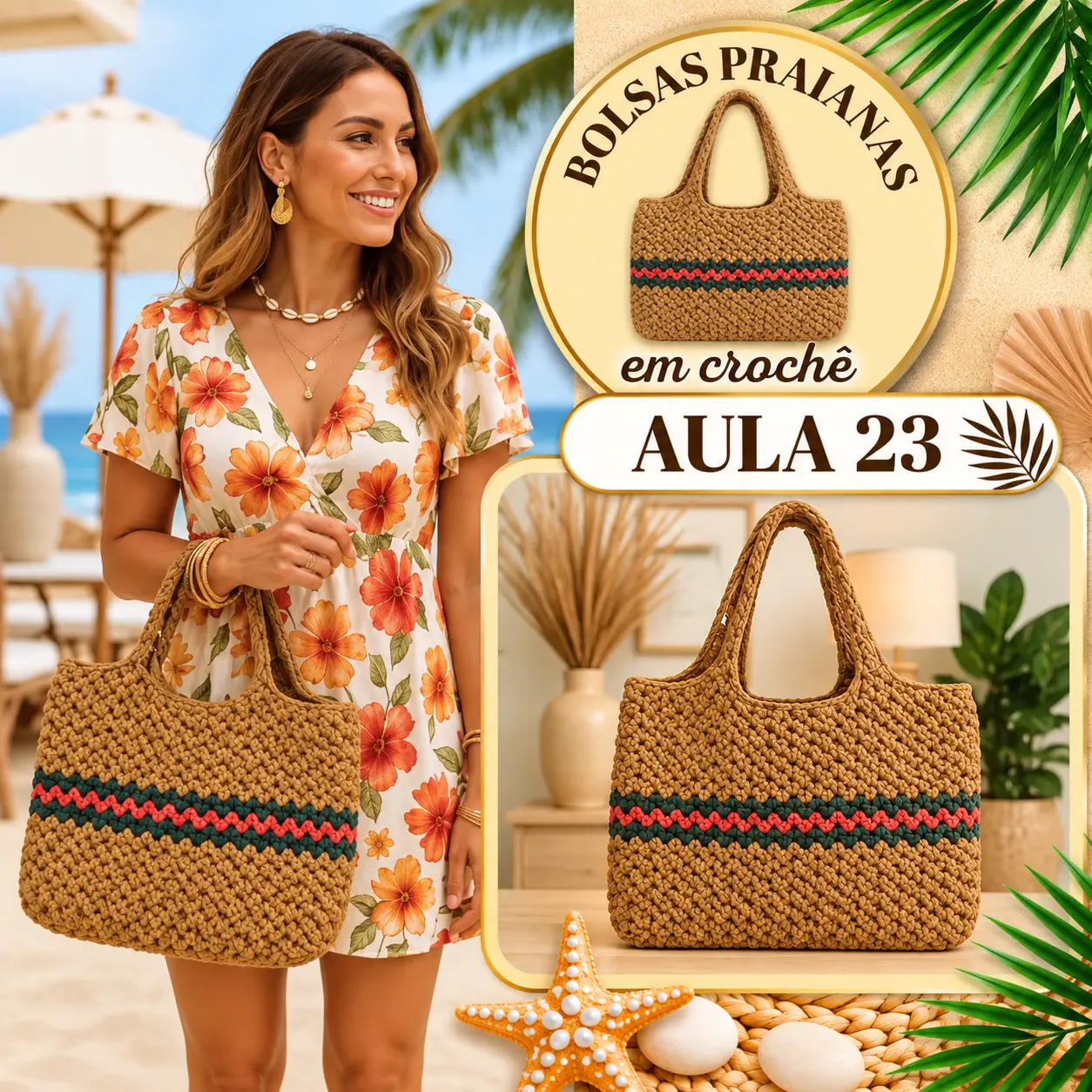 Aula 23 — bolsa praiana em crochê
