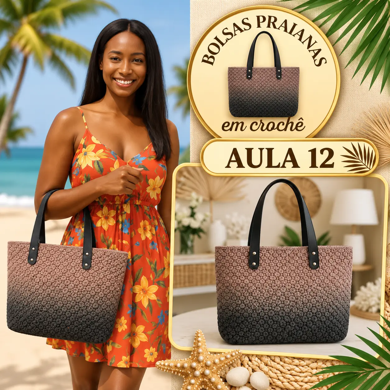 Aula 12 — bolsa praiana em crochê