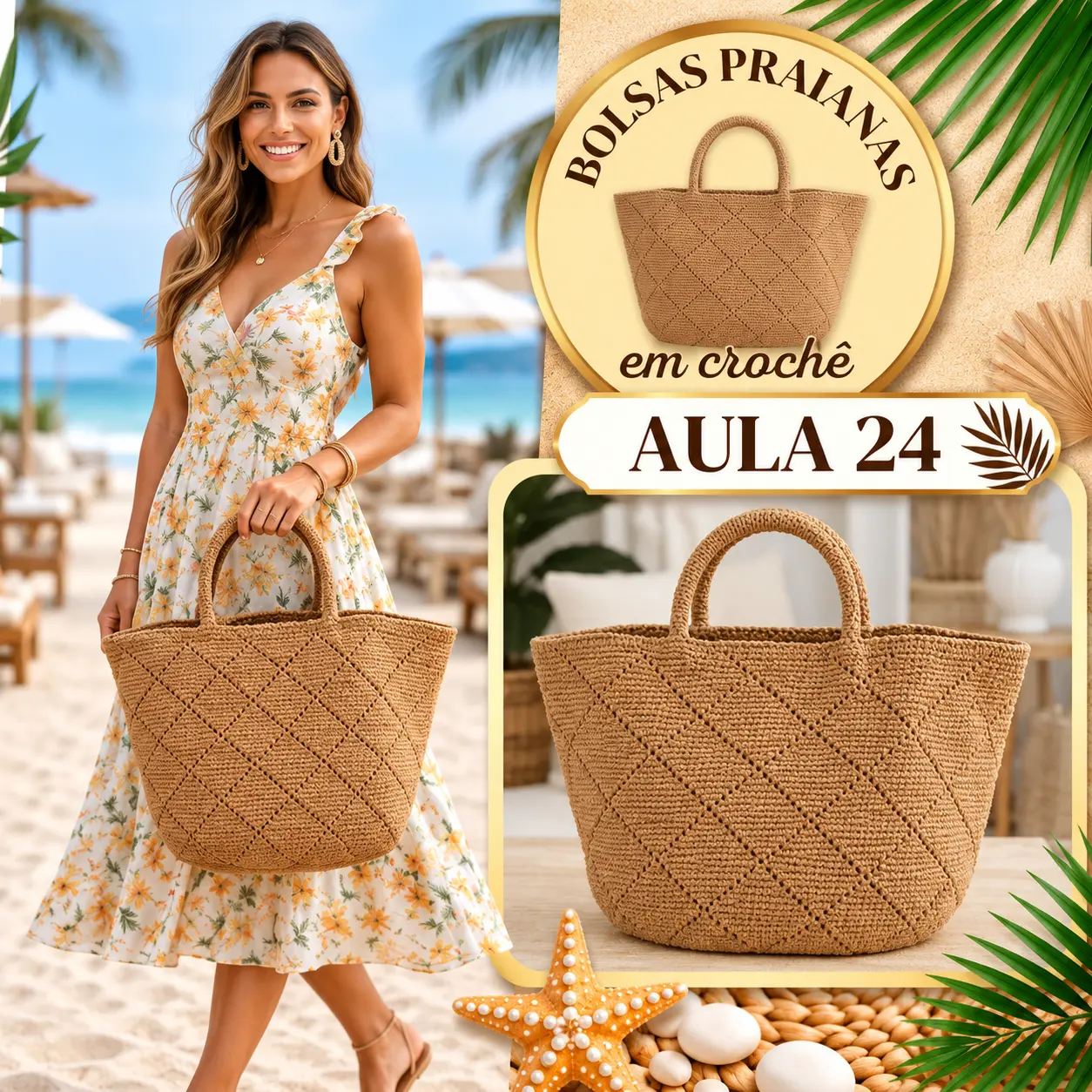 Aula 24 — bolsa praiana em crochê
