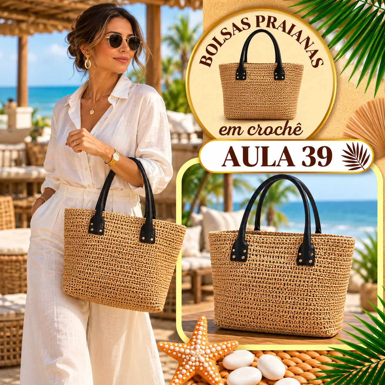 Aula 39 — bolsa praiana em crochê