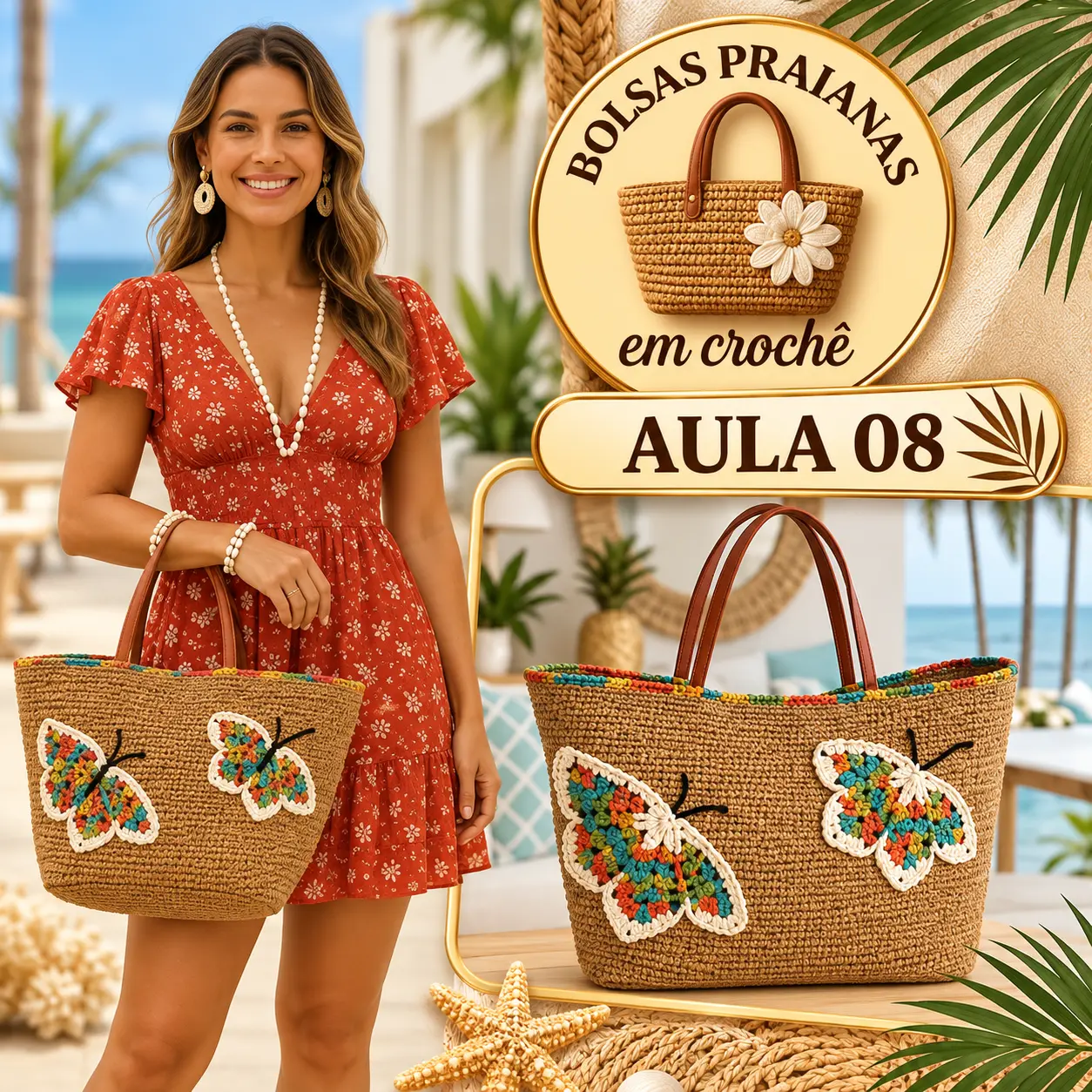 Aula 8 — bolsa praiana em crochê