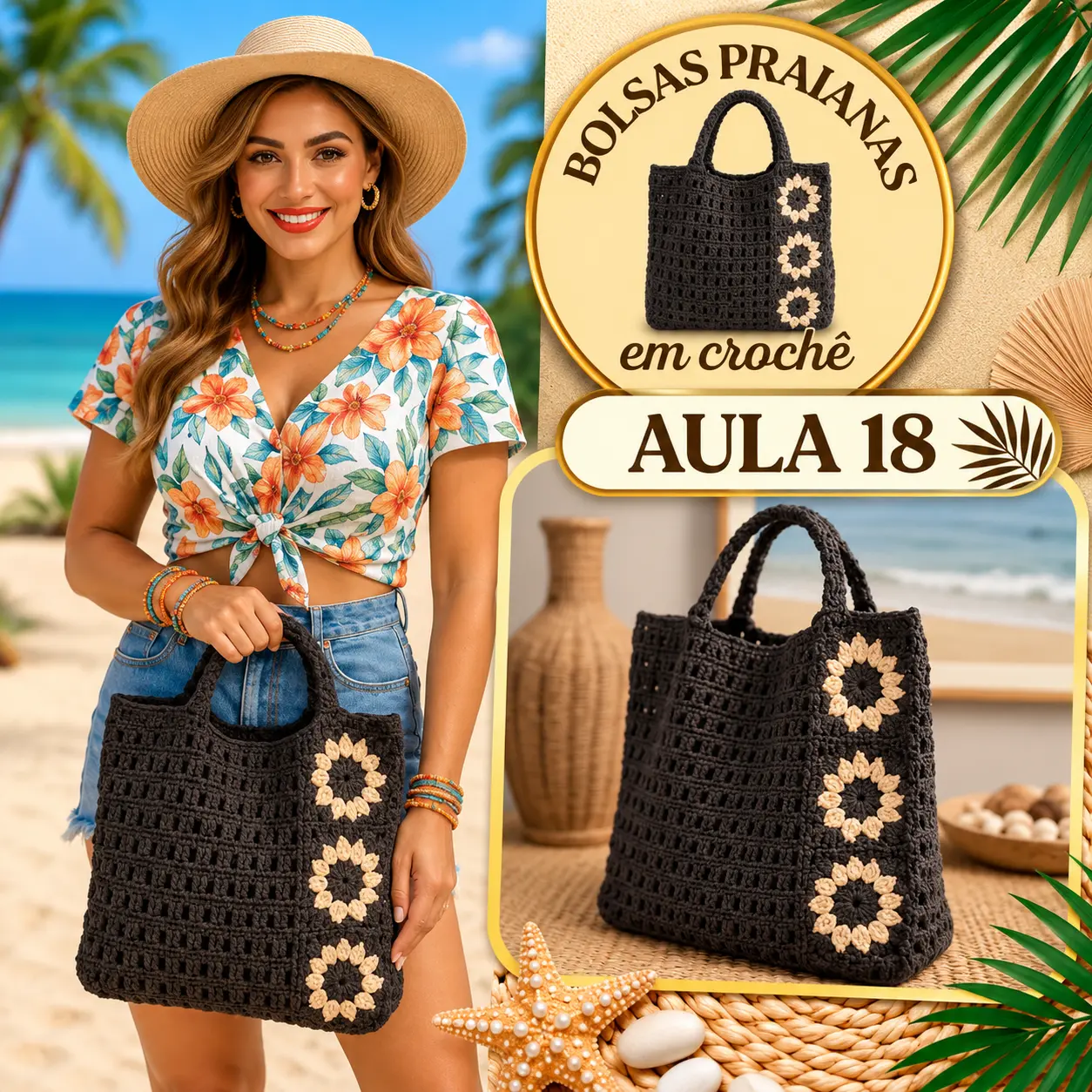Aula 18 — bolsa praiana em crochê