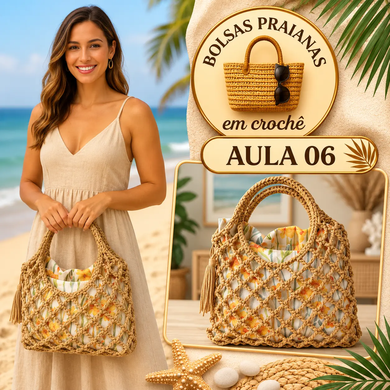Aula 6 — bolsa praiana em crochê