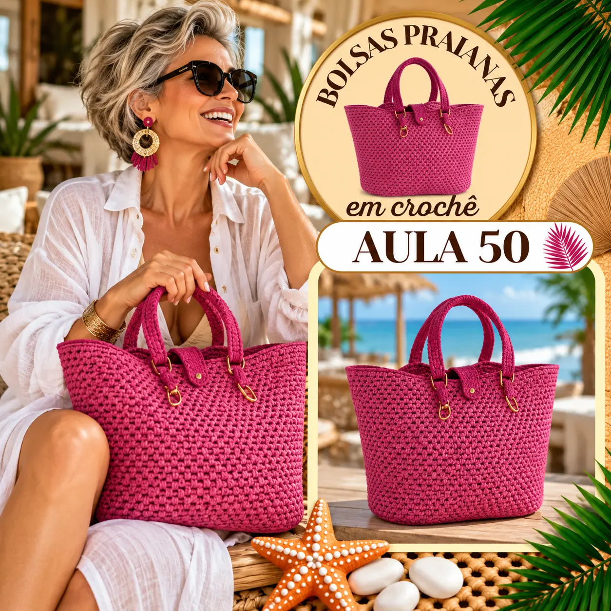Aula 50 — bolsa praiana em crochê