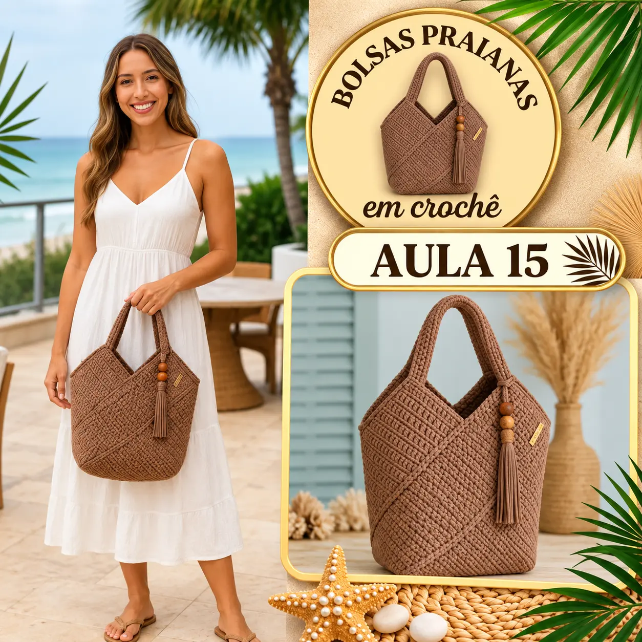 Aula 15 — bolsa praiana em crochê